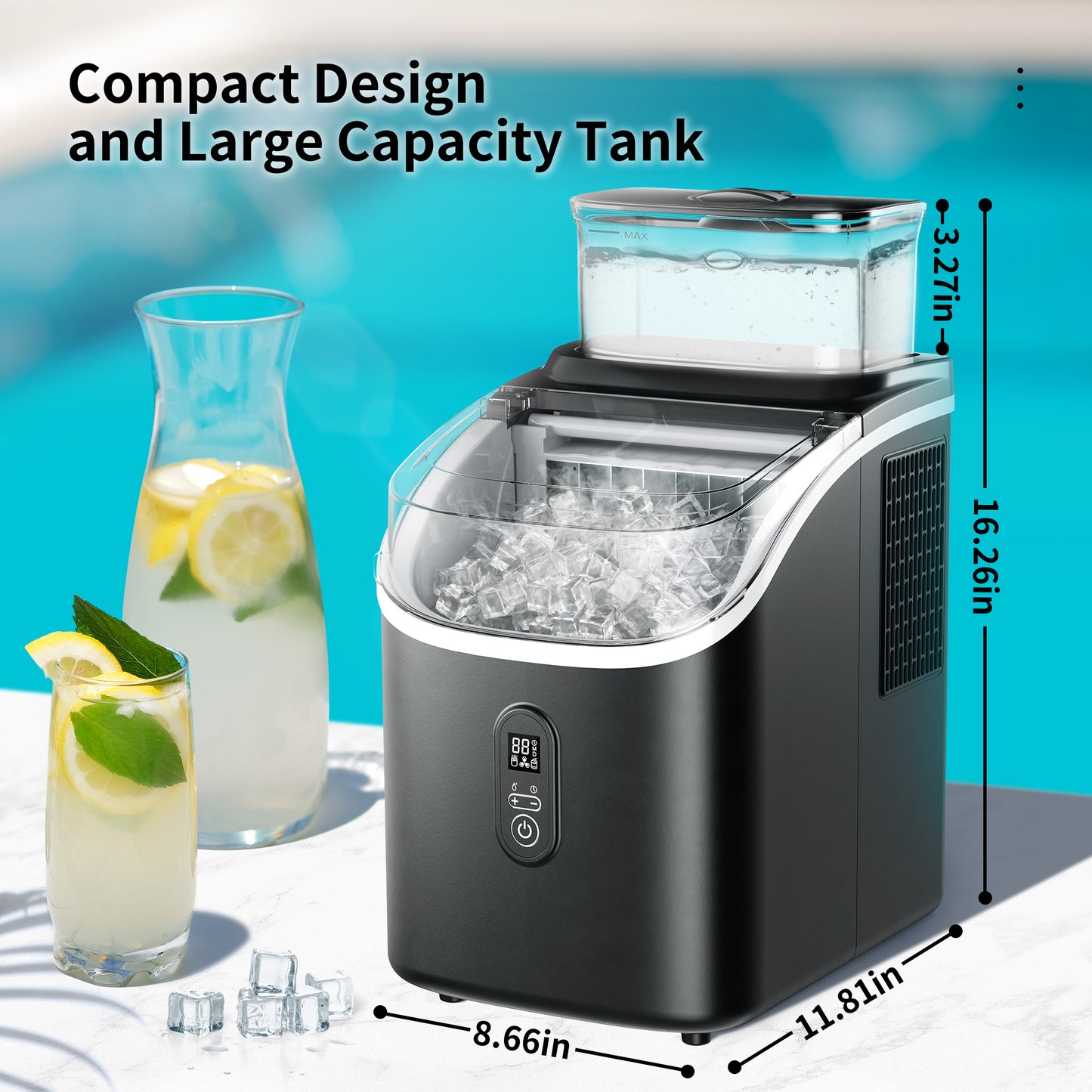 SIMZLIFE Ice Maker 34Lbs: Fast 13-Min Cubes, Auto-Clean