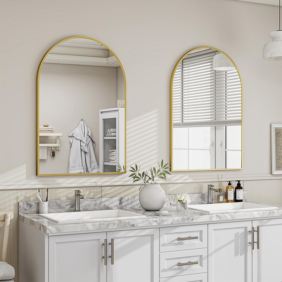 Bathroom Mirror Arched Gold 38"x26.2" - Lumora Vanity Wall Mount
