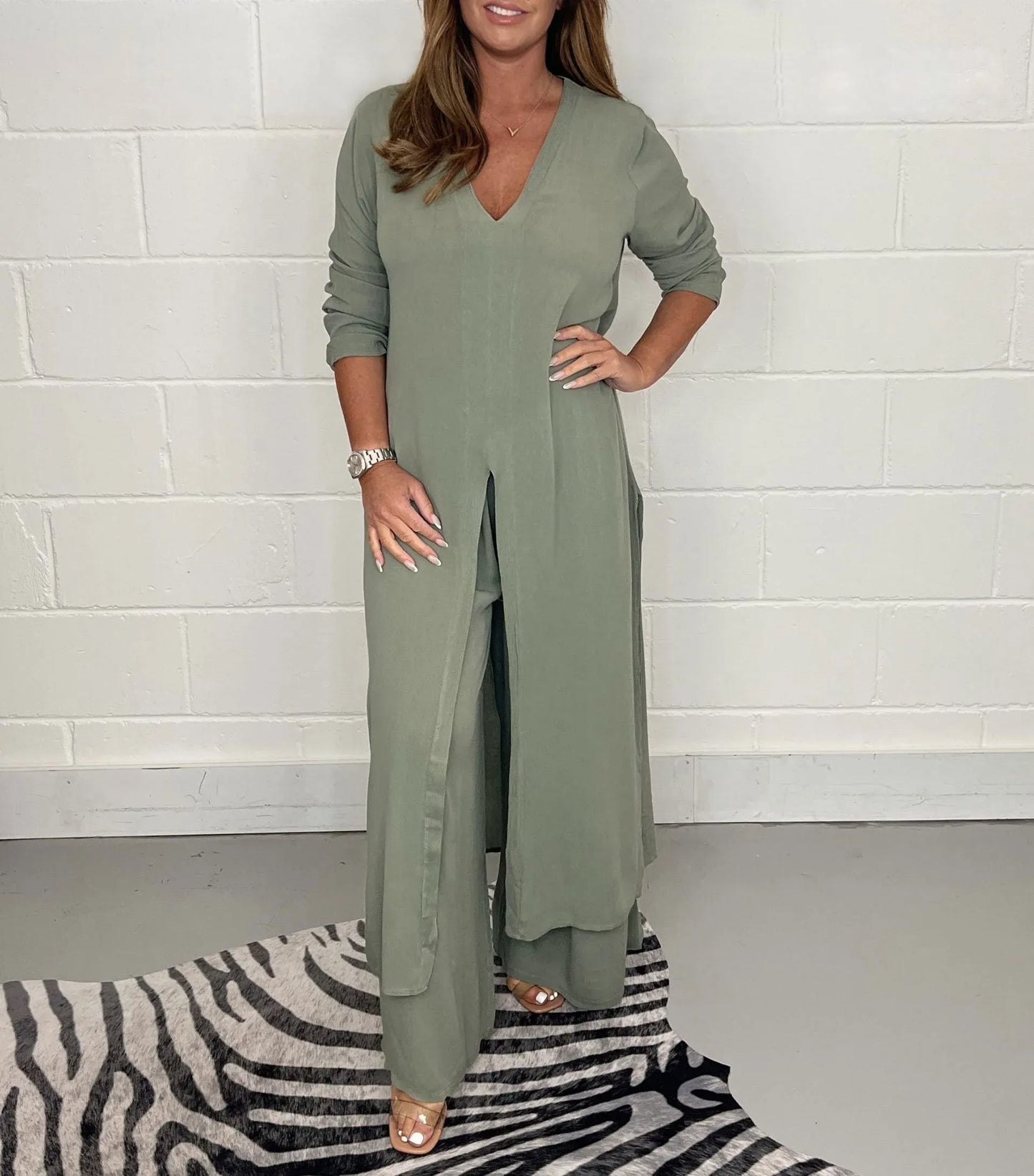 OLIVIA | Luchtig Zomer Setje met Wijde Broek en Blouse