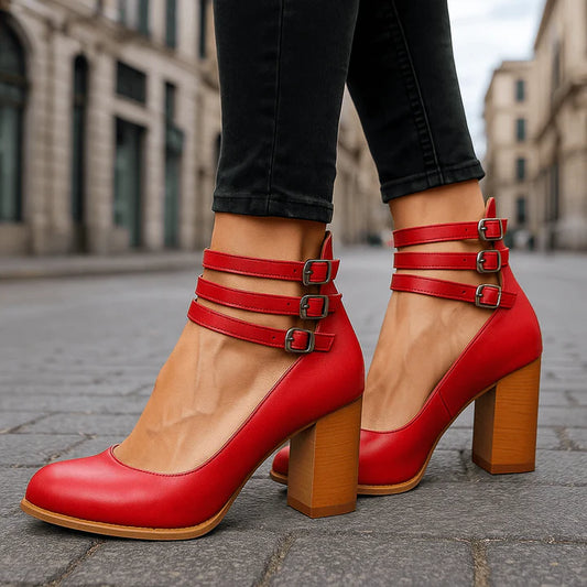 Miles | Elegant Leather Block Heels