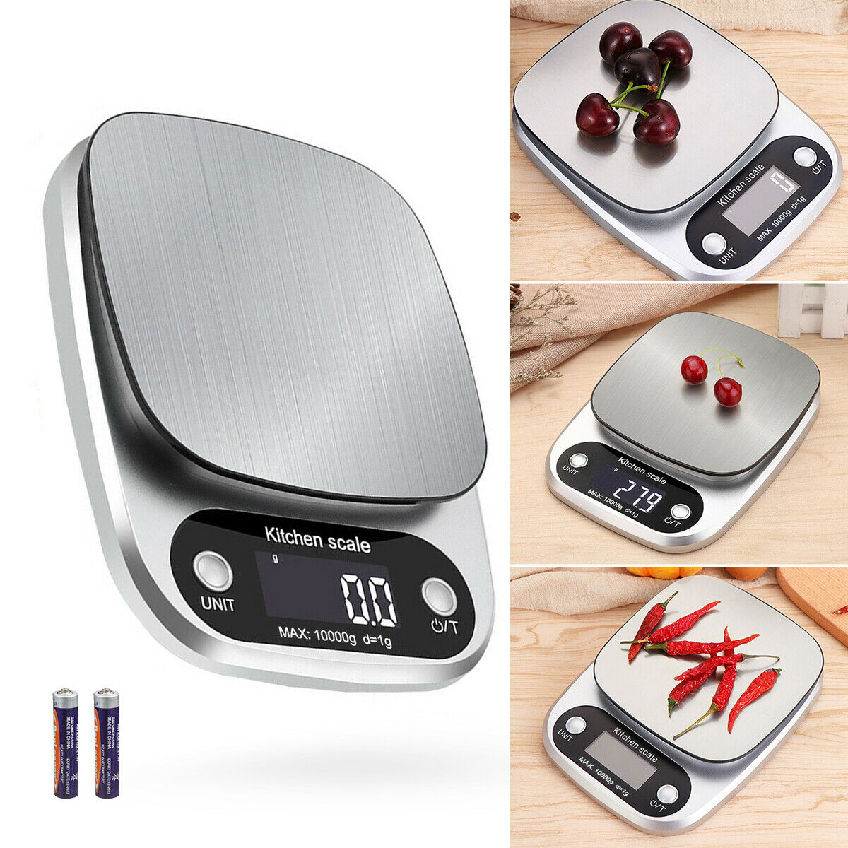 Digital Kitchen Scale 22lbs - Precise Stainless Steel Weighing
