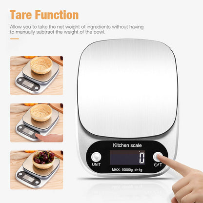 Digital Kitchen Scale 22lbs - Precise Stainless Steel Weighing
