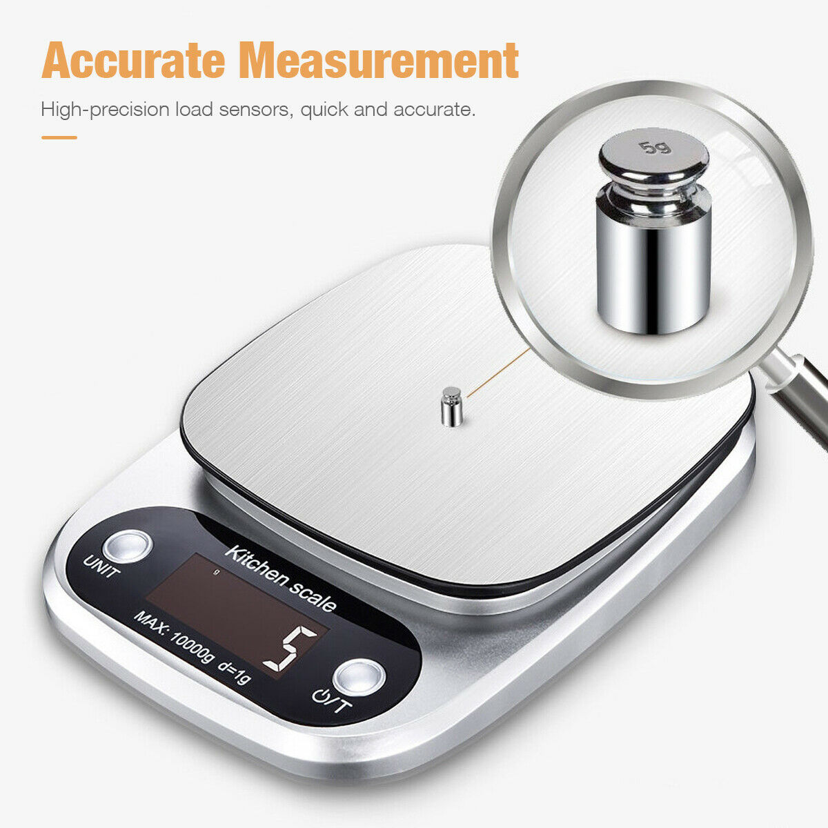 Digital Kitchen Scale 22lbs - Precise Stainless Steel Weighing