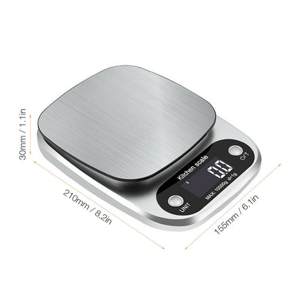 Digital Kitchen Scale 22lbs - Precise Stainless Steel Weighing
