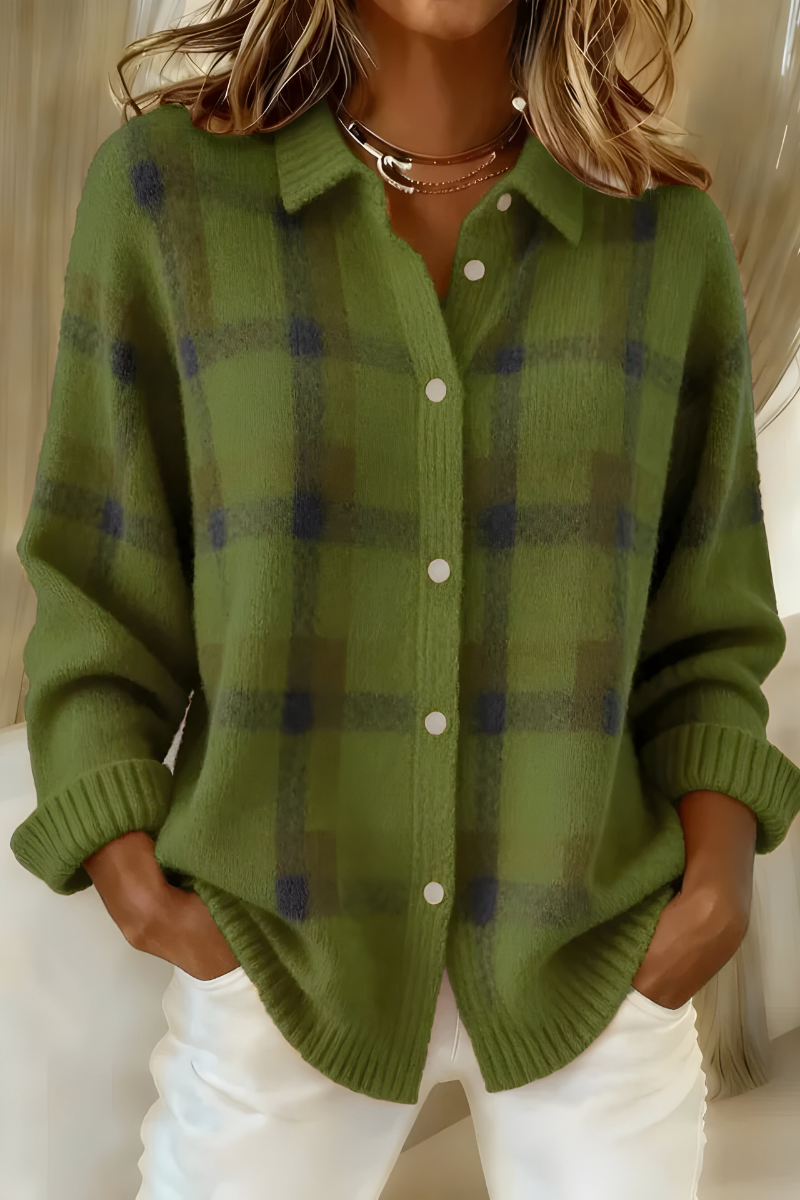 Milani | Soft Knit Plaid Cardigan