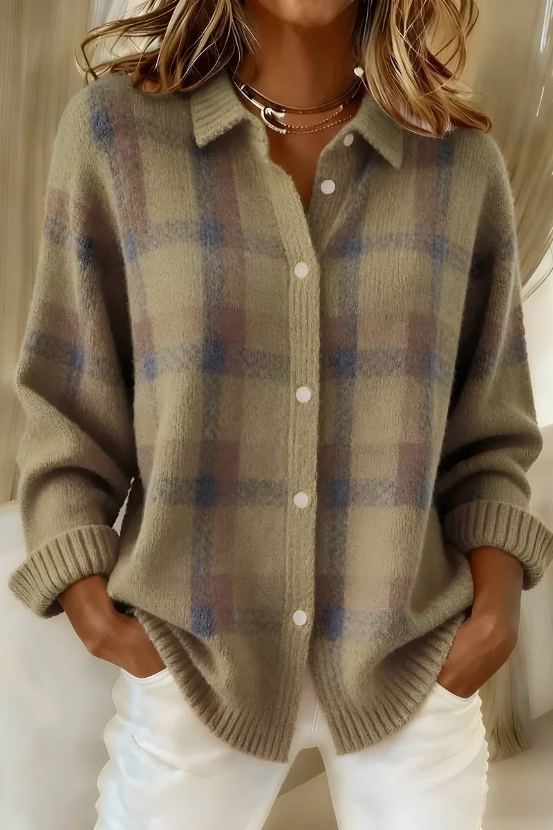 Milani | Soft Knit Plaid Cardigan