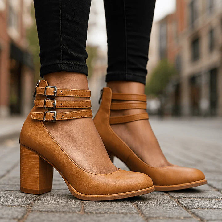 Miles | Elegant Leather Block Heels