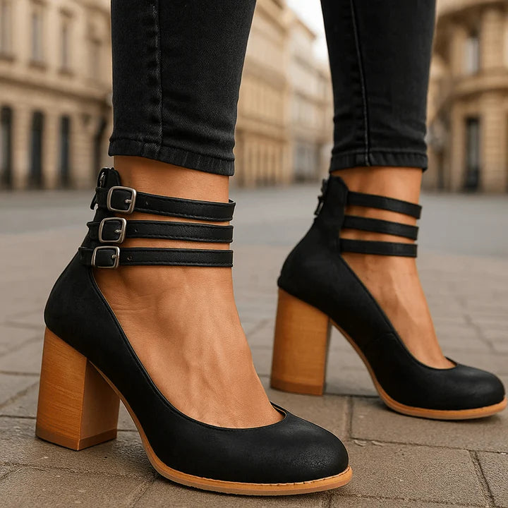 Miles | Elegant Leather Block Heels