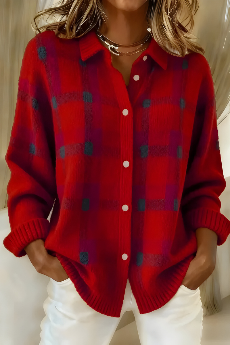 Milani | Soft Knit Plaid Cardigan