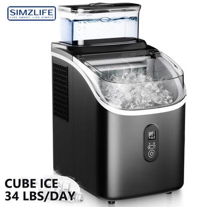 SIMZLIFE Ice Maker 34Lbs: Fast 13-Min Cubes, Auto-Clean