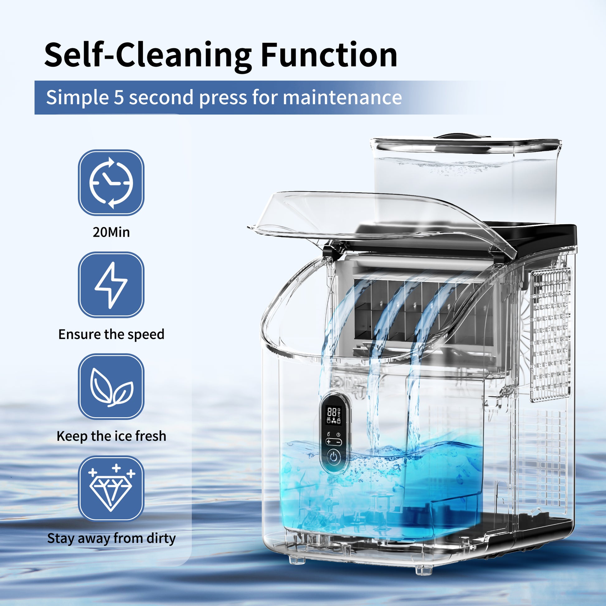 SIMZLIFE Ice Maker 34Lbs: Fast 13-Min Cubes, Auto-Clean