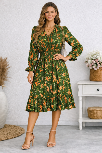 Madeline | Floral Grace Midi Dress