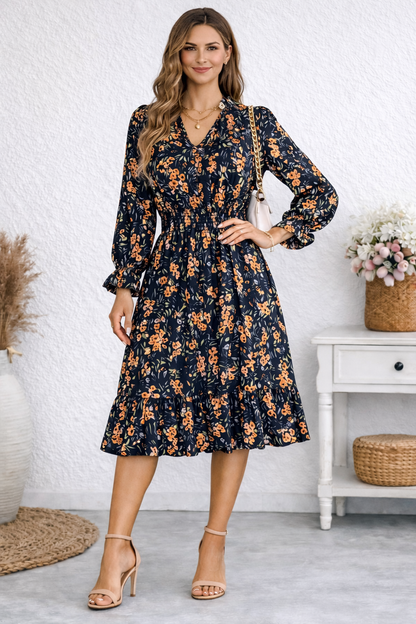 Madeline | Floral Grace Midi Dress