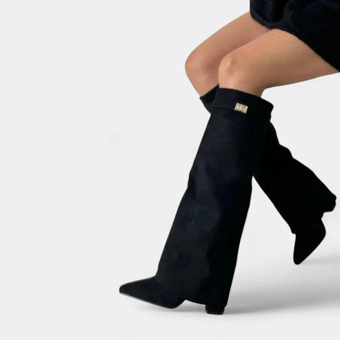 Kate | Women’s Suede Boots with Wide Shaft & Low Heel