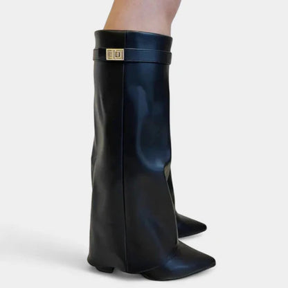 Kate | Women’s Suede Boots with Wide Shaft & Low Heel