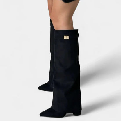 Kate | Women’s Suede Boots with Wide Shaft & Low Heel