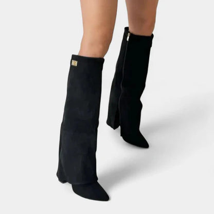 Kate | Women’s Suede Boots with Wide Shaft & Low Heel