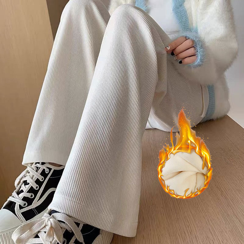 Women's Fleece Wide Leg Pants - High Waist Winter Comfort