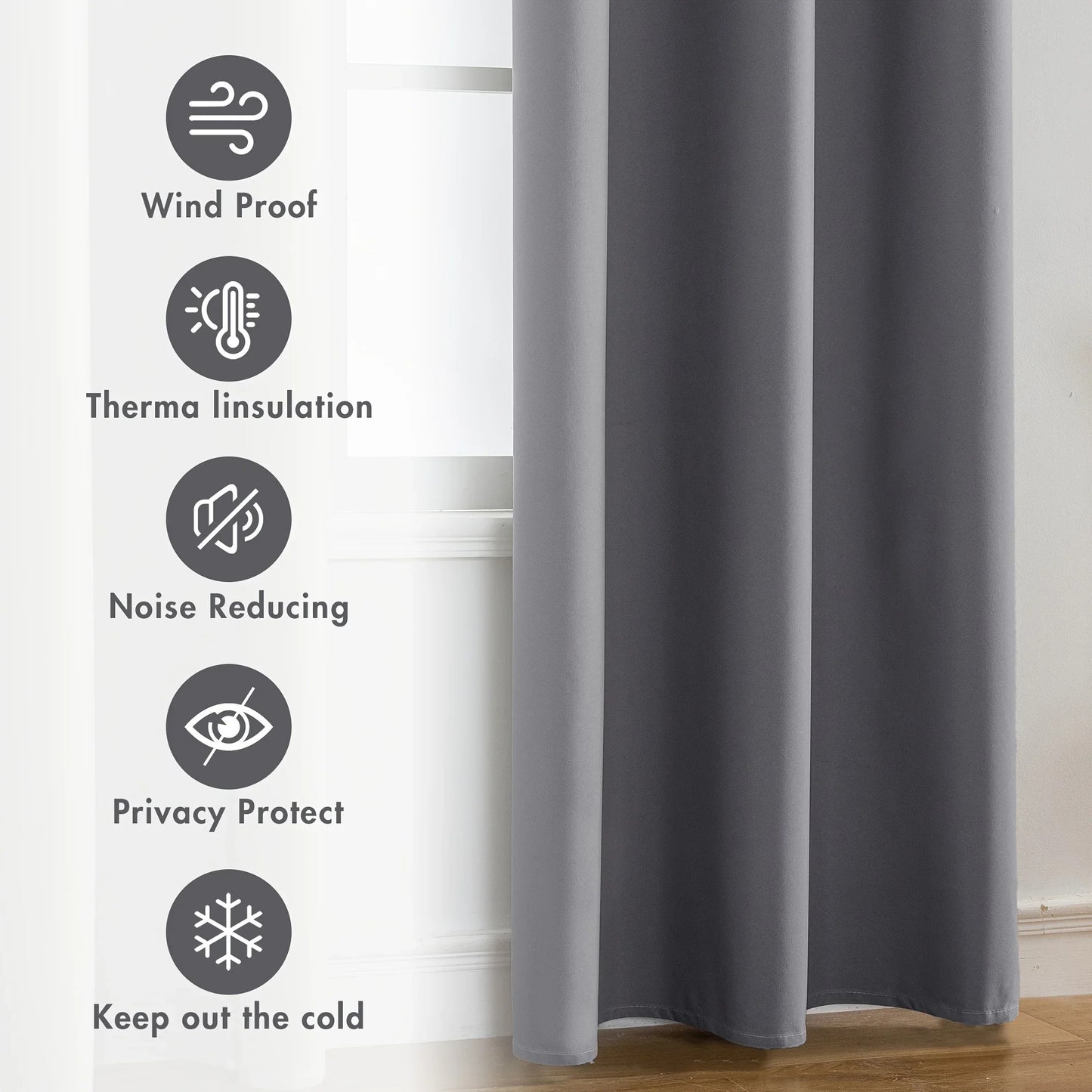 Blackout Curtains 2pcs - Thermal Insulated Window Drapes