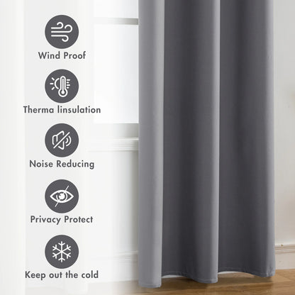 Blackout Curtains 2pcs - Thermal Insulated Window Drapes