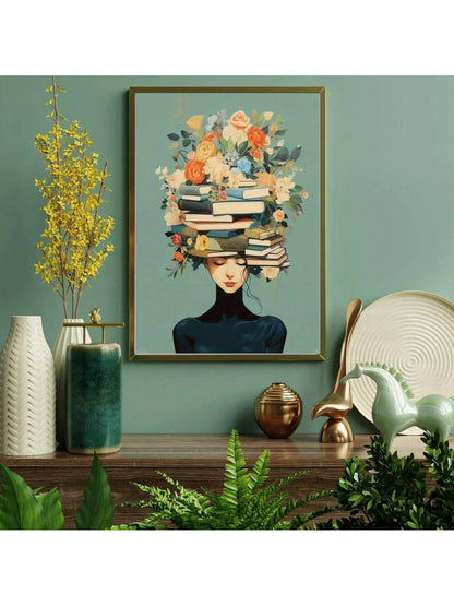 Wall Art Vintage Floral Crown Girl Canvas Art Print