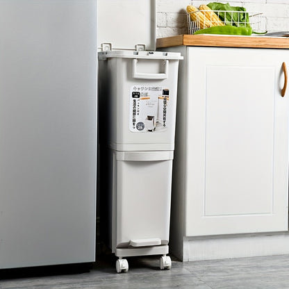 Large Dual-Compartment Trash Can 29L/32L Foot Pedal Bin