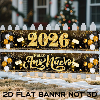 Spanish New Year Banner 2026 - Gold & Black Feliz Año Nuevo