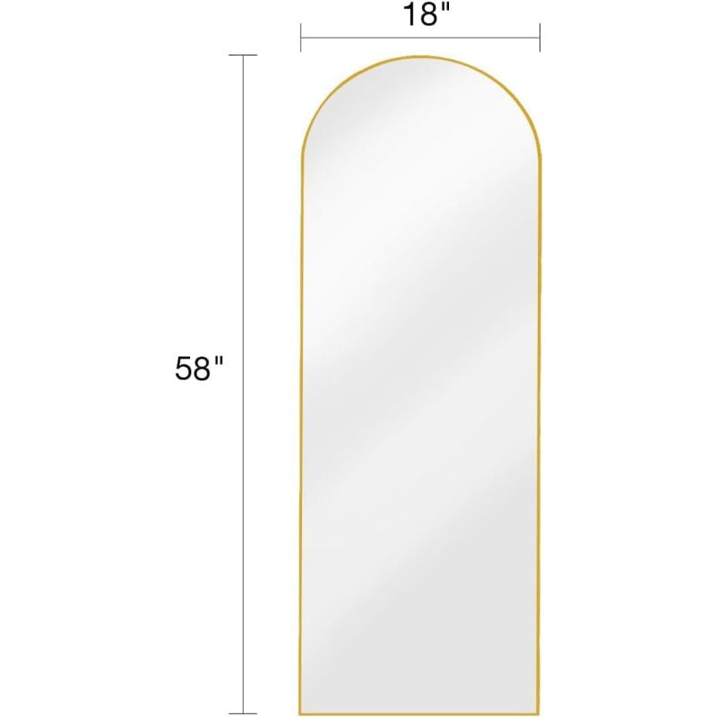  Full Length Mirror Arched 58"x18" - Gold, Shatter-Proof Glass