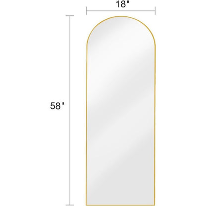 Full Length Mirror Arched 58"x18" - Gold, Shatter-Proof Glass