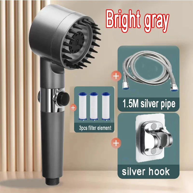 High Pressure Shower Head: 4-Mode Rain Shower with Filter