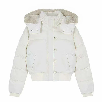 Women's Fur Hooded Winter Jacket - Slim Fit Puffer Coat