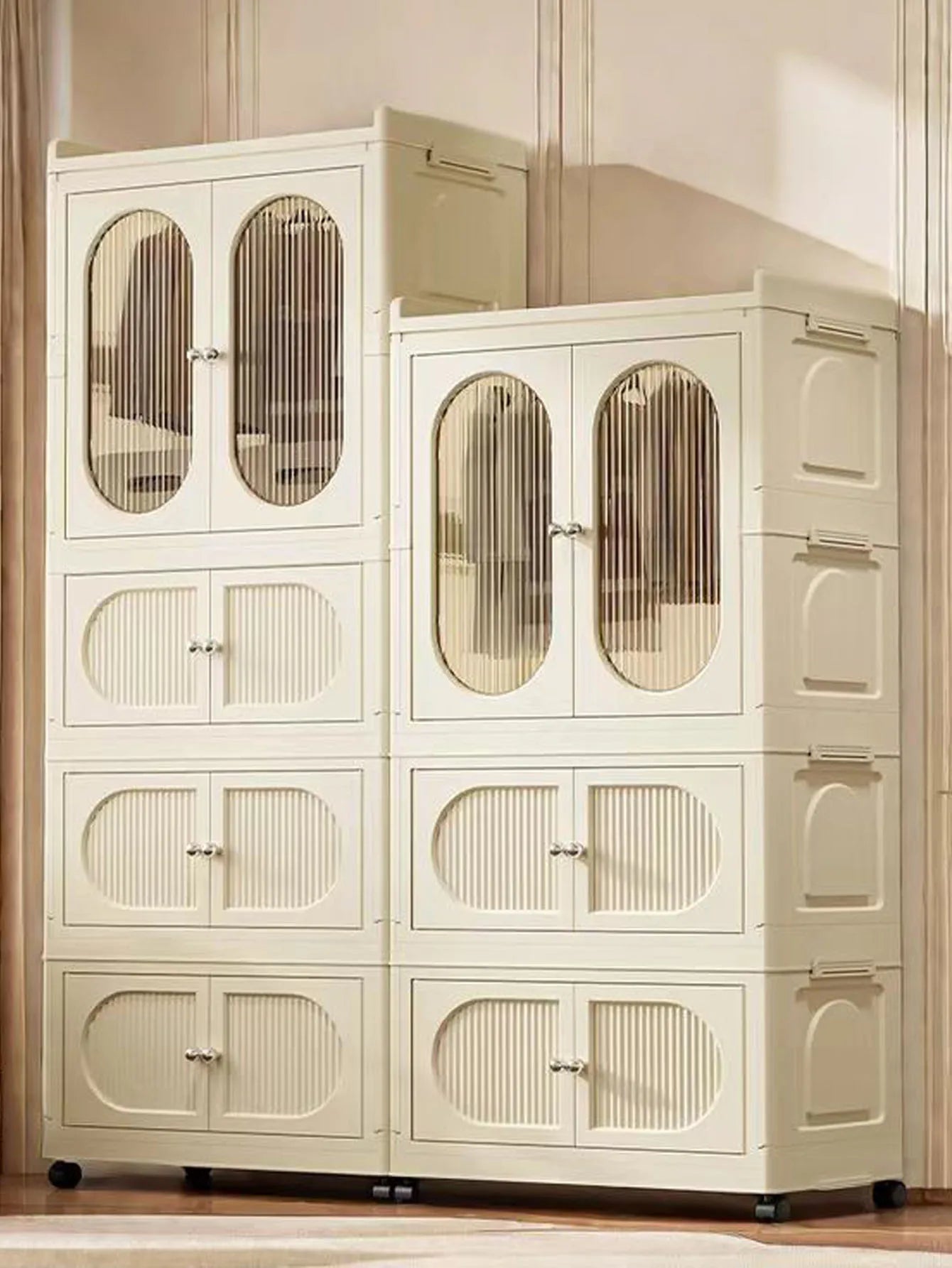 Foldable Storage Cabinet with Drawers - Space Saver