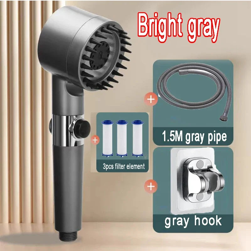 High Pressure Shower Head: 4-Mode Rain Shower with Filter