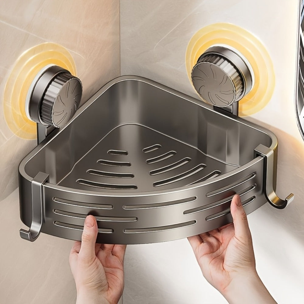Triangular Suction Cup Bathroom Shelf - No Drilling Needed