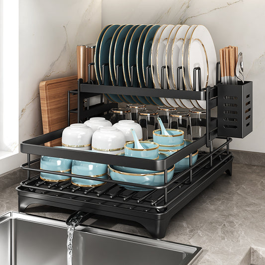 Stainless Steel Dish Rack - Adjustable Over Sink Organizer