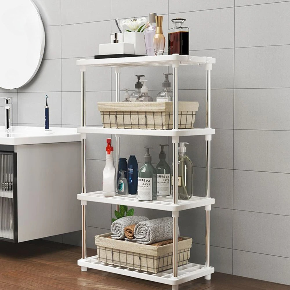 Multi-Level Storage Rack: Eco-Friendly Kitchen & Bath Organizer