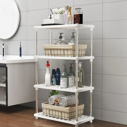 Multi-Level Storage Rack: Eco-Friendly Kitchen & Bath Organizer