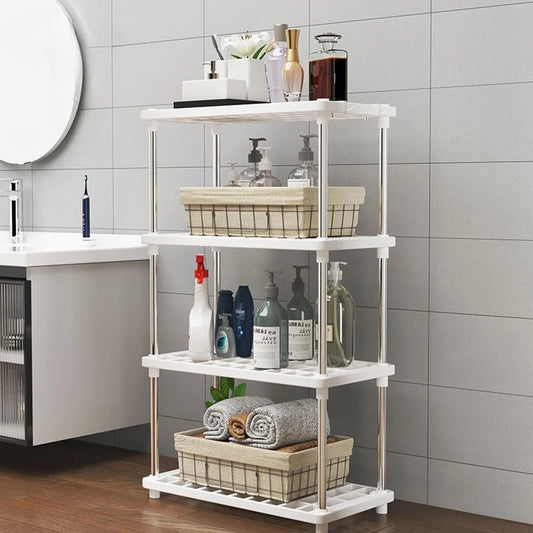 Multi-Level Storage Rack: Eco-Friendly Kitchen & Bath Organizer