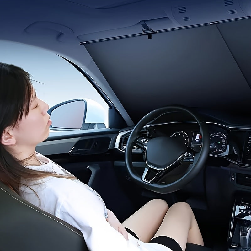 Retractable Car Sunshade - Titanium Silver UV Protection