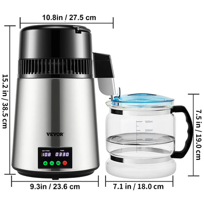 Water Distiller 4L Purifier - Fast 1L/H Speed & Touch Screen