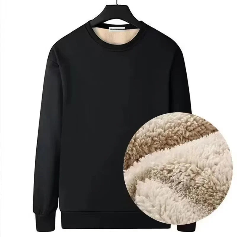 Men's Fleece Lined Warm Top - Korean Fashion Long Sleeve