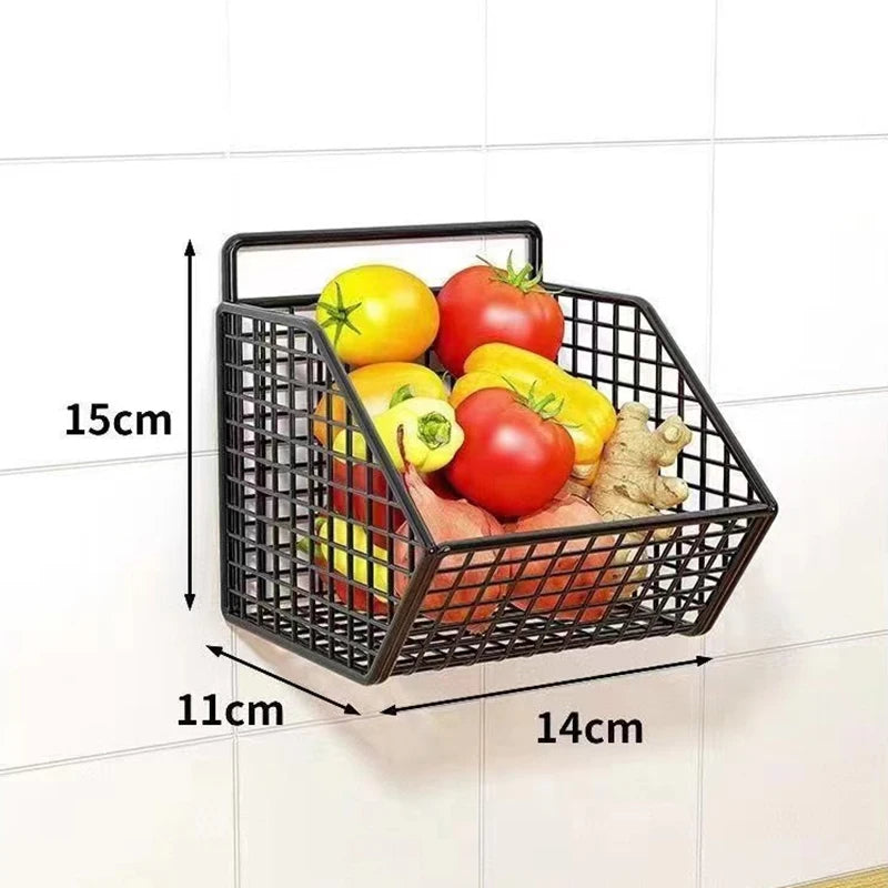 Wall Mounted Kitchen Storage Basket - Durable Wire Rack