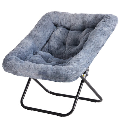 Cozy Faux Fur Saucer Chair - 28in Folding Lounge for Living Room