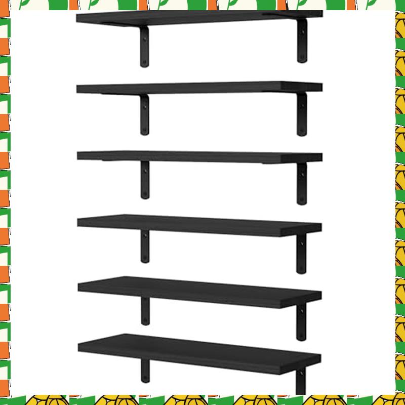 Floating Shelf Wooden- Black Wall Mounted Decor & Storage