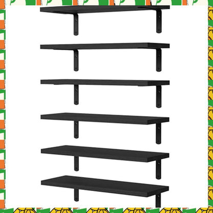 Floating Shelf Wooden- Black Wall Mounted Decor & Storage