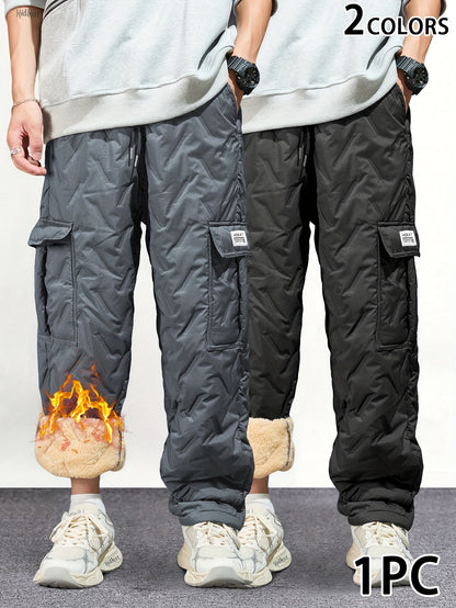 Men's Fleece-Lined Cargo Pants - Warm Winter Outdoor Wear