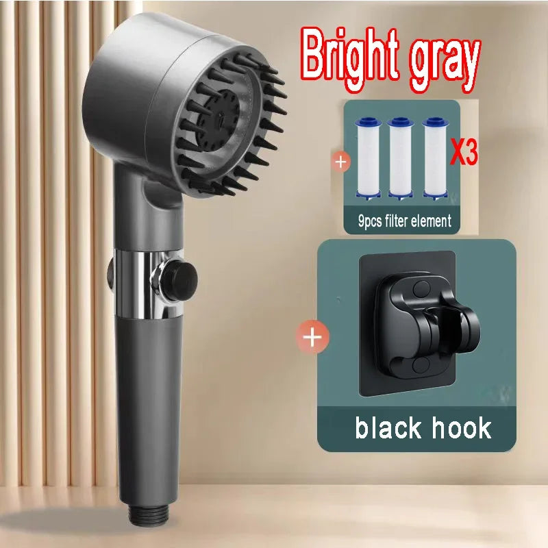 High Pressure Shower Head: 4-Mode Rain Shower with Filter