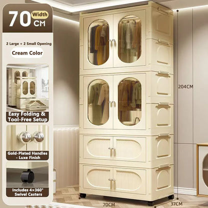 Foldable Storage Cabinet with Drawers - Space Saver