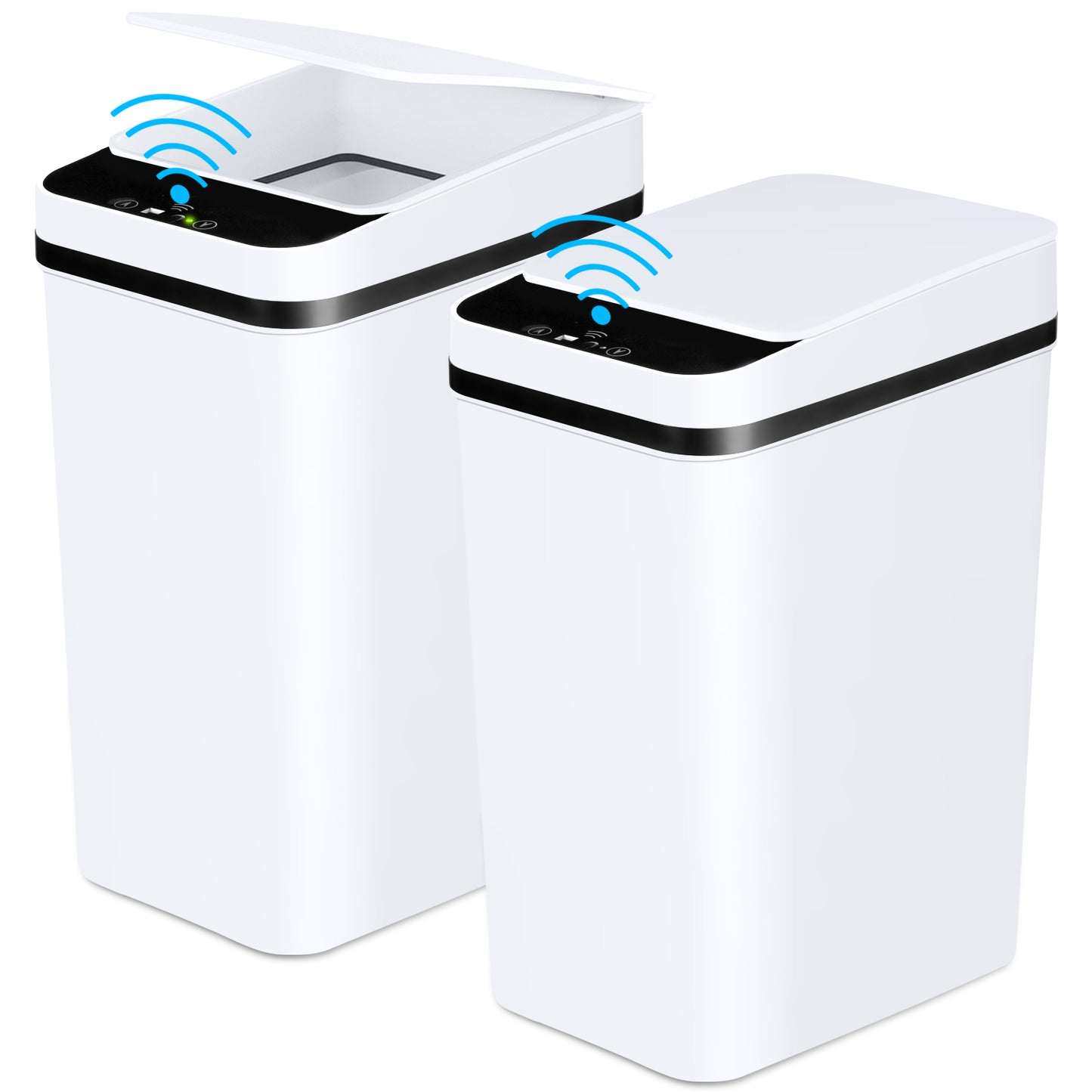 Automatic Trash Cans 2 Pack - Touchless Motion Sensor, 12L White