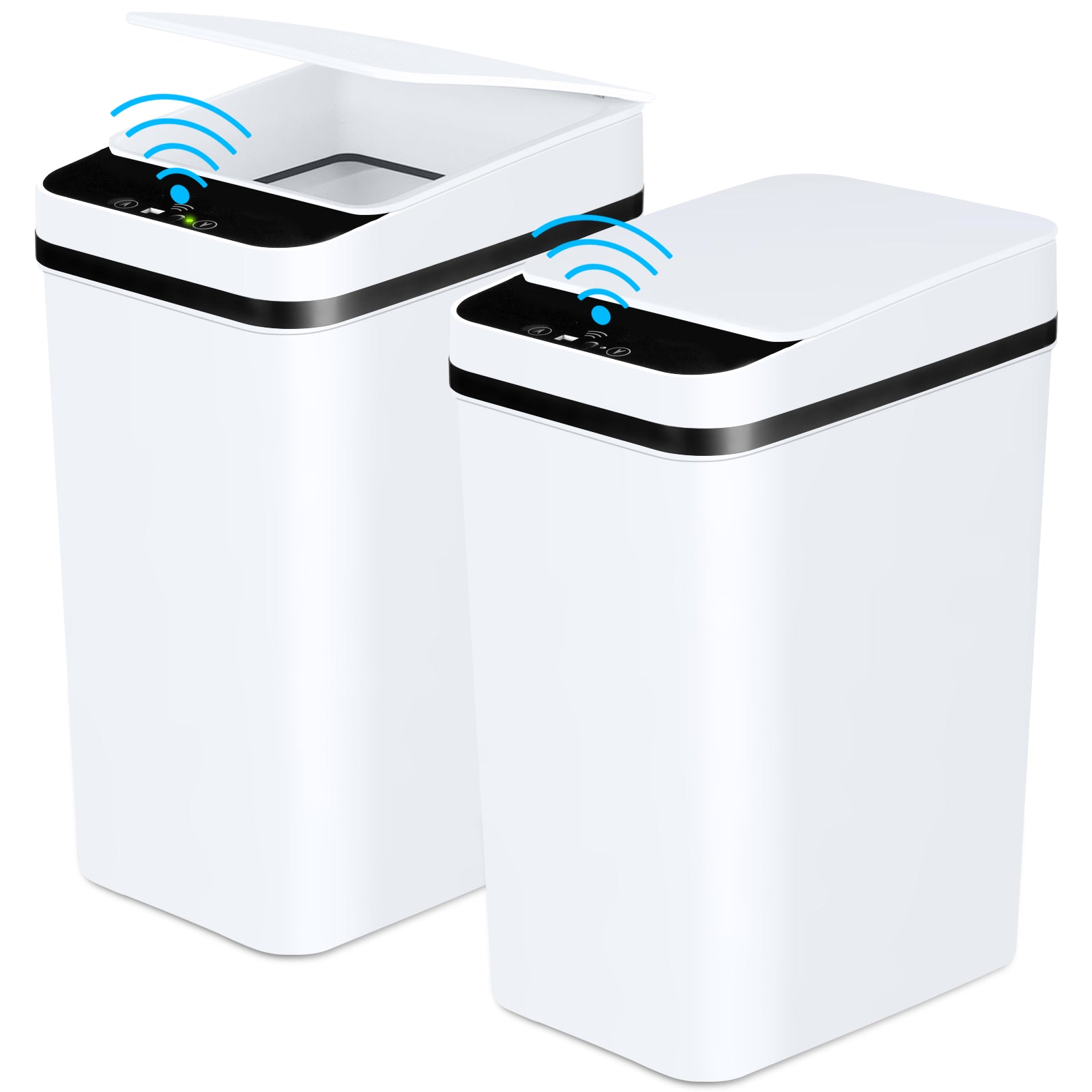Automatic Trash Cans 2 Pack - Touchless Motion Sensor, 12L White